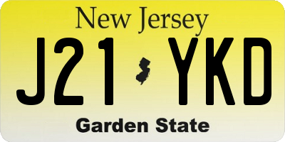 NJ license plate J21YKD
