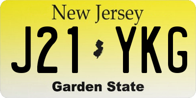NJ license plate J21YKG