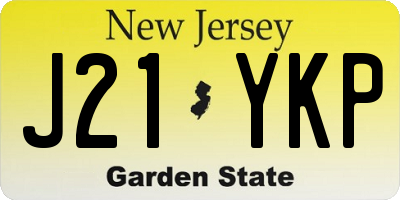 NJ license plate J21YKP