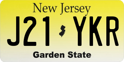 NJ license plate J21YKR