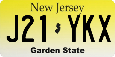NJ license plate J21YKX