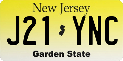 NJ license plate J21YNC