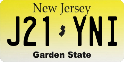 NJ license plate J21YNI
