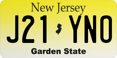 NJ license plate J21YNO