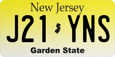 NJ license plate J21YNS