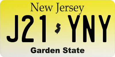 NJ license plate J21YNY