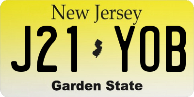 NJ license plate J21YOB