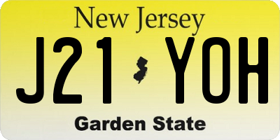 NJ license plate J21YOH