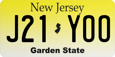 NJ license plate J21YOO