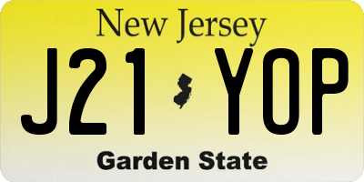 NJ license plate J21YOP