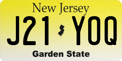 NJ license plate J21YOQ