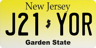 NJ license plate J21YOR