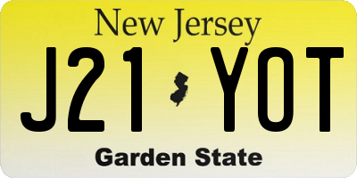 NJ license plate J21YOT