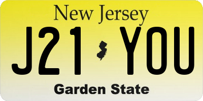 NJ license plate J21YOU
