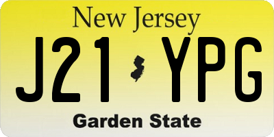 NJ license plate J21YPG