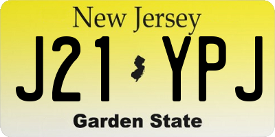 NJ license plate J21YPJ