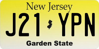 NJ license plate J21YPN
