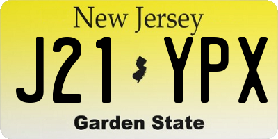 NJ license plate J21YPX