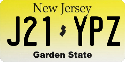 NJ license plate J21YPZ