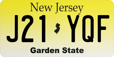 NJ license plate J21YQF