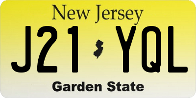 NJ license plate J21YQL