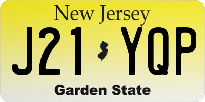 NJ license plate J21YQP