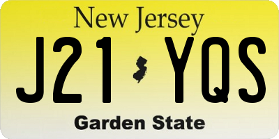 NJ license plate J21YQS