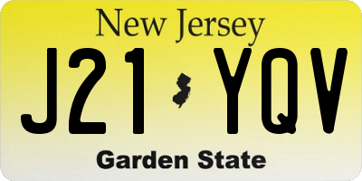NJ license plate J21YQV