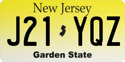 NJ license plate J21YQZ