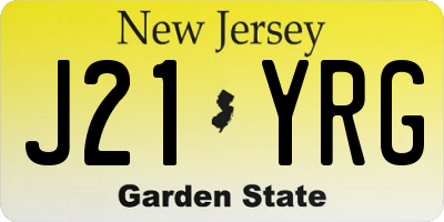 NJ license plate J21YRG