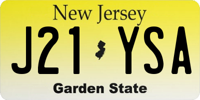 NJ license plate J21YSA