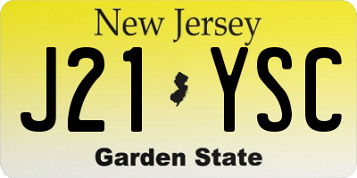 NJ license plate J21YSC