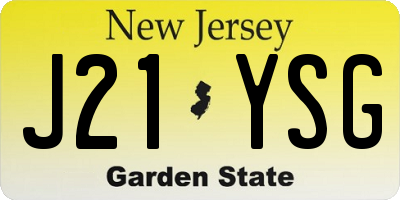 NJ license plate J21YSG