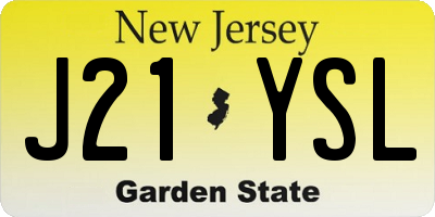 NJ license plate J21YSL