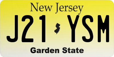 NJ license plate J21YSM