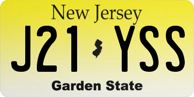 NJ license plate J21YSS