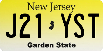 NJ license plate J21YST
