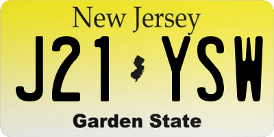 NJ license plate J21YSW