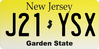NJ license plate J21YSX
