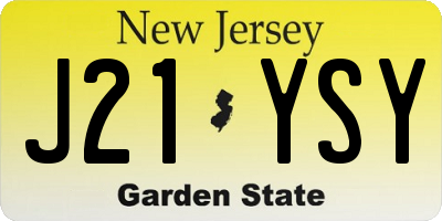 NJ license plate J21YSY
