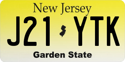 NJ license plate J21YTK