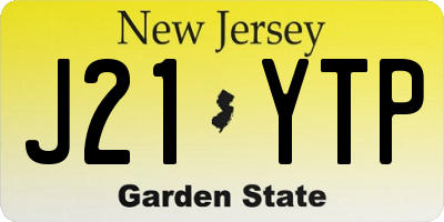 NJ license plate J21YTP