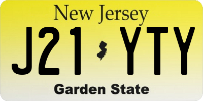 NJ license plate J21YTY