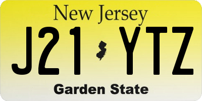 NJ license plate J21YTZ