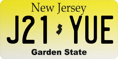 NJ license plate J21YUE