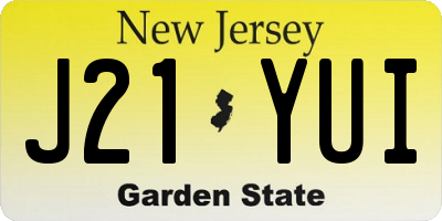 NJ license plate J21YUI