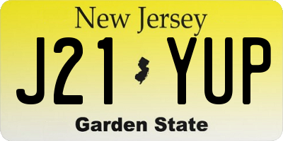 NJ license plate J21YUP