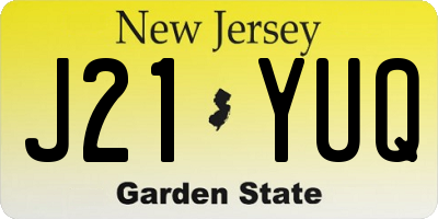 NJ license plate J21YUQ