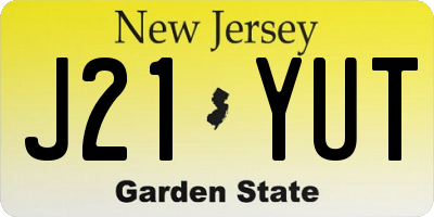NJ license plate J21YUT