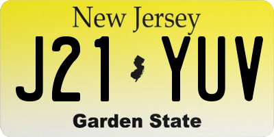 NJ license plate J21YUV